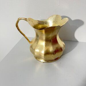 Vintage Italian Brass Pitcher Vase FTDA 1983 Scalloped‎ Design & Handle 1983